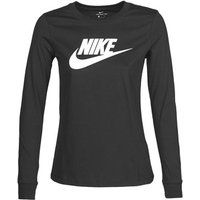 Nike Women's W NSW TEE ESSNTL LS ICON FTRA Long Sleeved T-Shirt, Black/(White), S