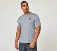 Under Armour Sportstyle Left Chest, Super Soft Men's T Shirt for Training and Fitness, Fast-Drying Men's T Shirt with Graphic Men, Grey, MD