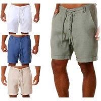 Men'S Casual Linen Shorts With Pockets - 4 Colour & 6 Size Options - White