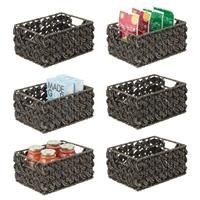 mDesign Wicker Storage - Wicker Baskets for Kitchen Boxes Small 6