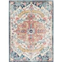 Livabliss Manama Vintage Rug - Area Rugs Living Room 160x220 cm, Dining Floor, Kitchen, Traditional Multicoloured Boho Style, Easy Care Pile, Bohemian Large Rug, Navy, Aqua, Cream, Yellow