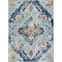 Livabliss Palma Vintage Rug - Area Rugs Living Room 160x216 cm, Dining Floor, Kitchen, Traditional Multicoloured Boho Style, Easy Care Pile, Bohemian Large Rug, Blue, Fuchsia, Mustard