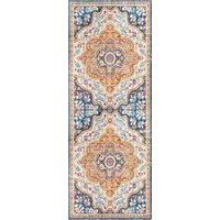 Livabliss Jijel Vintage Rug - Area Rugs Living Room 160x215 cm, Dining Floor, Kitchen, Traditional Multicoloured Boho Style, Easy Care Pile, Bohemian Large Rug, Navy, Orange, Fuschia