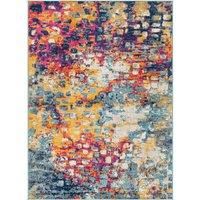 Livabliss Chlef Abstract Rug - Area Rugs Living Room 200x275 cm, Dining Room, Lounge, Kitchen, Bedroom - Modern Marble Large Rug, Soft Luxurious Easy Care Medium Pile, Fuchsia, Mustard and Blue