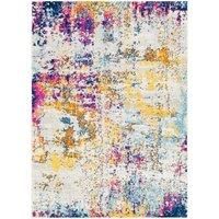 Livabliss Moroni Abstract Rug, Area Rugs Living Room 200x275 cm, Dining Room, Lounge, Kitchen, Bedroom, Modern Marble Large Rug, Soft Easy Care Medium Pile, White, Saffron, Pink, Blue