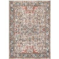 Livabliss Khasab Vintage Rug - Area Rugs Living Room 200x275 cm, Dining Floor, Kitchen, Traditional Multicoloured Boho Style, Easy Care Pile, Bohemian Large Rug, Rust, Charcoal, Dusty Pink