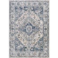 Livabliss London Vintage Rug - Area Rugs Living Room 200x275 cm, Dining Floor, Kitchen, Traditional Multicoloured Boho Style, Easy Care Pile, Bohemian Large Rug, Blue, Grey, Slate, Ivory