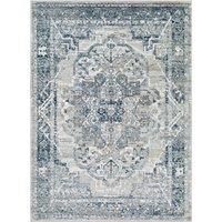Livabliss Ascot Vintage Rug - Area Rugs for Living Room 160x220 cm, Bedroom - Scandi Neutral Rugs, Traditional Patterned Boho Style, Natural Easy Care Pile - Large Rug, Grey and Blue