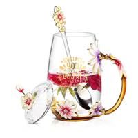 Luka Tech Flower Mug Tea Cup Unique Gift Idea for Birthday Glass