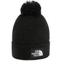 The North Face Ladies Red Colour Logo Box Pom Beanie Hat - New