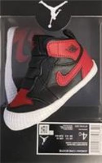 NIKE JORDAN 1 CRIB BOOTIE BABY TRAINERS SHOES UK 3.5 EUR 19.5 US 4C BRED