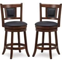 Set Of 2 Swivel Bar Stools With Curved Backrests