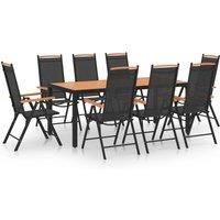 9 Piece Garden Dining Set Aluminium Black