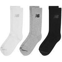 New Balance Unisex Las95363 Wm Sports Cushioned Crew 3 Pack, Blanco/Gris, L UK