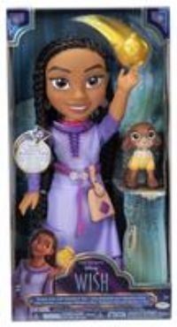 Disney’s Wish Asha Feature Singing Doll 14" / 35 cm Tall Doll With Hand Braided Hair, Removable Dress, Shoes, Star and Valentino Friends and Fashion Accessories for Girls Aged 3+
