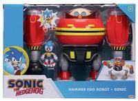 Sonic The Hedgehog Giant Eggman Robot Battle Set Officially Licensed by Jakks Pacific, 9" / 22.9 cm Tall Play Set, Cannon Shooting Egg Man Robot with Sonic Figure Included, For Boys