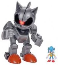 Sonic The Hedgehog Giant Mecha Sonic Vs Sonic Officially Licensed by Jakks Pacific, 8" / 20.3 cm Tall Play Set, Highly Articulated with Light-Up Features, Sonic Figure Included, For Boys