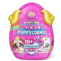Rainbocorns 9284 Pocket Puppycorns, Surprise Collectible, Miniature Figurine, Cute Puppy Toy (3 Pack), Small