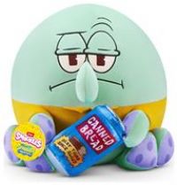 Snackles 14-inch Licensed Character SpongeBob Squarepants Plush (SQUIDWARD TENTACLES) by ZURU, Soft Doll and Cuddly Pillow Toy with Snack Accessory
