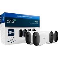 Arlo Pro 5 Security Camera Outdoor Wireless, 2K Video Battery Operated Home Outdoor Camera With Advanced Colour Night Vision, Spotlight, Siren & Dual-Band WiFi, Secure Free Trial, 4 Cameras, White