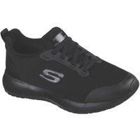 Skechers Women/'s Squad Sr Work Shoes, Black Black Flat Knit Blk, 2 UK