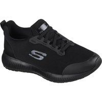 Skechers Women/'s Squad Sr Work Shoes, Black Black Flat Knit Blk, 3 UK