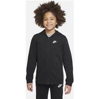 NIKE Kid/'s Sportswear Club Full-Zip Hoodie, Black/Black/White, XL