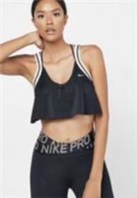 Nike Bra Crop Top Jersey Glam Sports Dance TBV4897 010 Black Sparkle Gold - XS