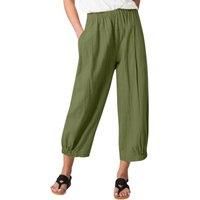 Women'S Loose Fit Summer Trousers - Black, Blue, Khaki Or Green