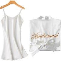Faux Silk Bride And Bridesmaids Robe Bundle Set - Black