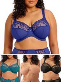 Elomi Zarla Bra Full Cup Embroidered Three Section Cup Plus Size Bras Lingerie