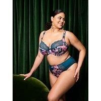 Elomi Lucie Underwire Plunge Stretch Bra -Teal Floral