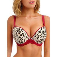Freya Cherish Me Underwire Moulded Plunge T-Shirt Bra - Red Leopard
