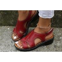 Women'S Faux Leather Sandals - Black, White, Red Or Brown