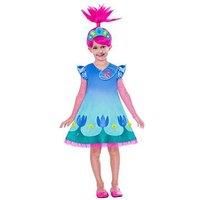Childs Poppy Fancy Dress Trolls 2 World Tour Costume + Wig Kids Girls Book Day