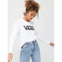 Vans Women's Flying V Classic LS BF Long Sleeve Top, White (White White), 6 (Size:XS)