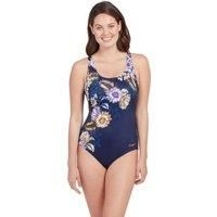 Zoggs Women/'s Scoopback Eco Fabric One Piece Swimsuit, Navy, 8