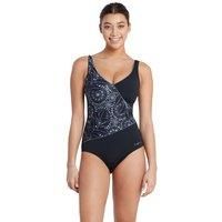 Zoggs Stellar Wrap Front Swimsuit - Size 32 Black