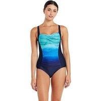 Zoggs Ecolast Honor Ruched Front Swimsuit- Navy/Blue