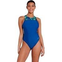 Zoggs Women'S Cyber Zip Back Swimsuit - Blue