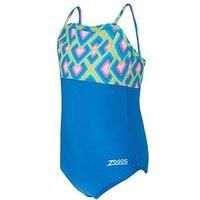 Zoggs Kids Girls Xena Panel Classicback Swimsuit - Blue