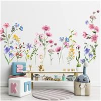 Colorful Flowers Vines Plants Wall Decals, MOCOLOM Removable Green