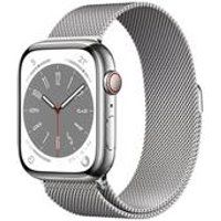 APPLE Watch Series 8 Cellular - Silver with Silver Milanese Loop, 45 mm, Silver/Grey