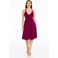 Alicia Plunging Fit And Flare Midi Dress Plain