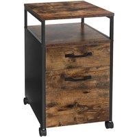 VASAGLE Rolling File Cabinet, Office Cabinet on Wheels, with 2 Drawers, Open Shelf, for A4, Letter Size, Hanging File Folders, Industrial Style, Rustic Brown and Black UOFC71X