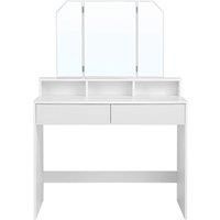 Vasagle Dressing Table With 2 Drawers And 3 Open Compartments white
