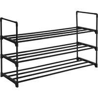 SONGMICS 3-Tier Shoe Rack, Shoe Storage Organiser, Metal Storage Rack, Fits 12 to 15 Pairs of Shoes, Stackable Shoe Shelf, for Hallway, Living Room, Bedroom, 30.5 x 92 x 55 cm, Black LSA303B02