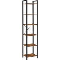 VASAGLE 6-Tier Bookshelf, Bookcase, Open Storage Shelving, for Office, Living Room, Bedroom, 40 x 30 x 178.6 cm, Industrial, Rustic Brown and Black LLS101B01