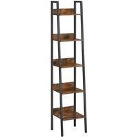 VASAGLE Ladder Shelf, 5-Tier Narrow Shelf, Bookshelf for Home Office, Living Room, Bedroom, Kitchen, Industrial, Rustic Brown and Ink Black LLS109B01