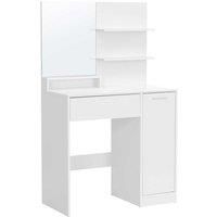 SONGMICS Vasagle Vanity Table With Mirror 1 Drawer 2 Shelves - White